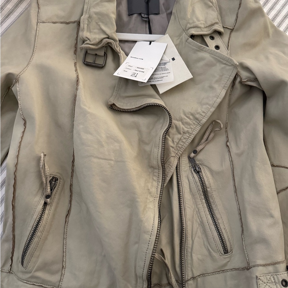 Muubaa Pale Stone Leather Jacket